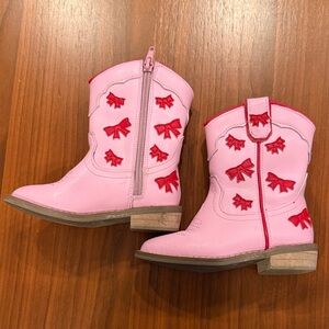 Pink and Red Toddler Cowboy Boots with Bow Accents